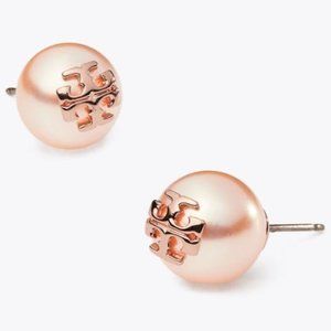 Tory Burch Pearl Stud Earrings: Rose Gold